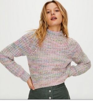Aritzia Wilfred Free Retrograde Sweater XS Pastel Rainbow Knit